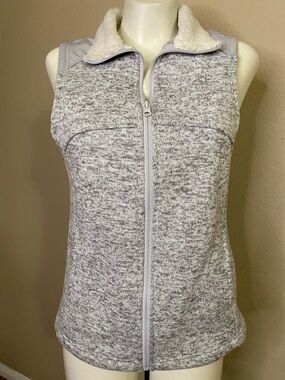 Faded Glory Gray tweedy fleece zip front Knit utility sport Vest S 🖤